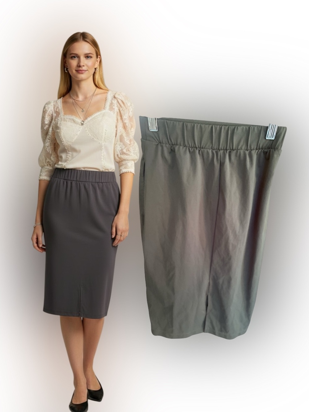 Uniqlo Charcoal Gray Pencil Skirt XS Pocket Business Casual Office